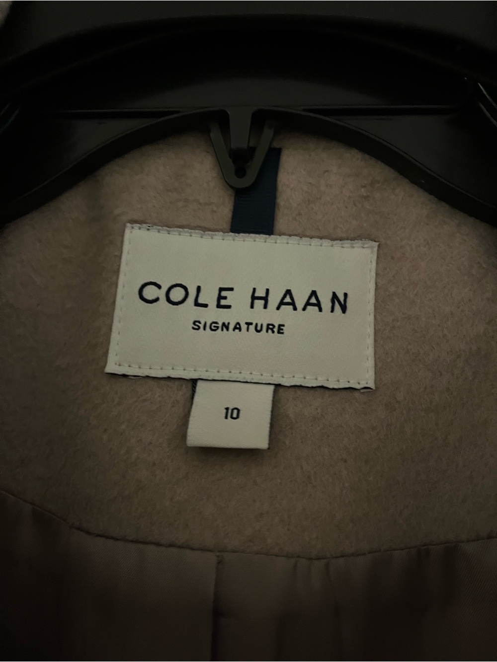 Cole Haan Light Beige Double-Breasted Wool Trench Coat with Belt - Picture 4 of 8